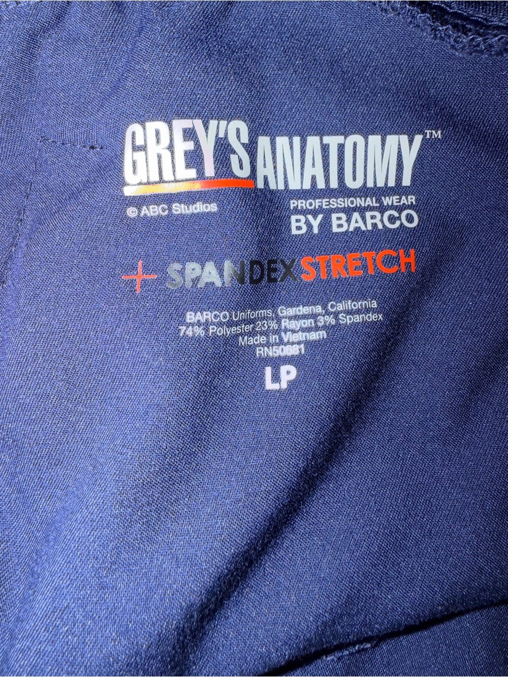 Grey's Anatomy Navy Blue Jogger Pants with Black Waistband - Picture 2 of 2